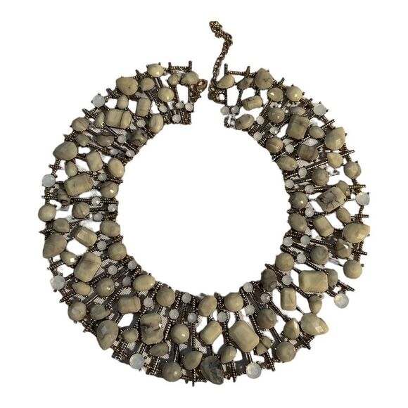 Sophia + Kate Collection Women’s Gemstone Collar Necklace Ivory And Gold. - Picture 11 of 16